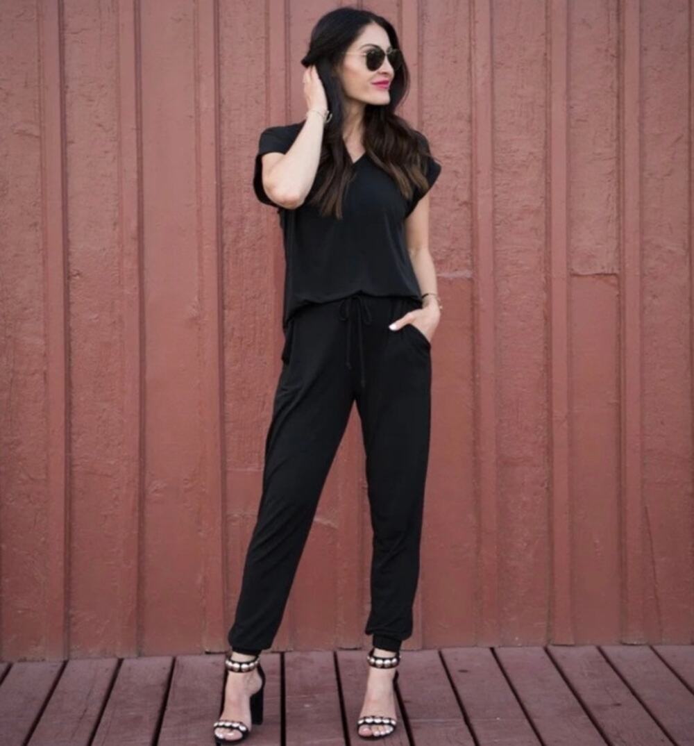 Brigitte Brianna 2 piece street joggers set women’s M black comfort minimalist